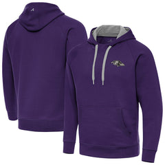 Baltimore Ravens Antigua Brushed Carbon Victory Pullover Hoodie - Purple on sale