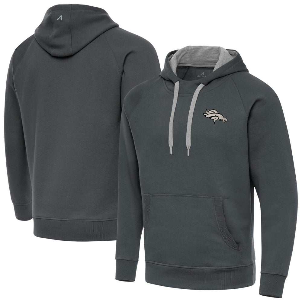 Denver Broncos Antigua Brushed Carbon Victory Pullover Hoodie - Charcoal on sale