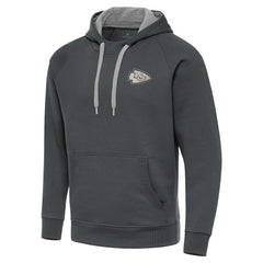 Kansas City Chiefs Antigua Brushed Carbon Victory Pullover Hoodie - Charcoal for sale