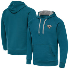 Jacksonville Jaguars Antigua Brushed Carbon Victory Pullover Hoodie - Teal online