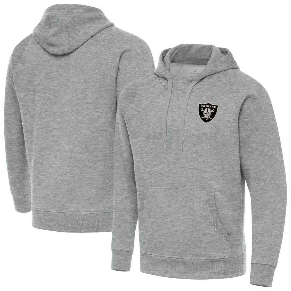 Las Vegas Raiders Antigua Brushed Carbon Victory Pullover Hoodie - Heather Gray cheap