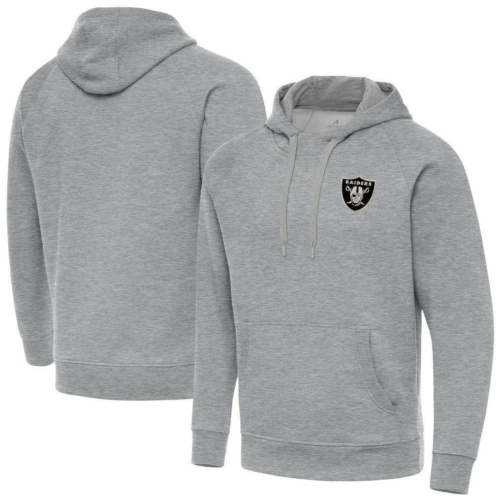 Las Vegas Raiders Antigua Brushed Carbon Victory Pullover Hoodie - Heather Gray cheap