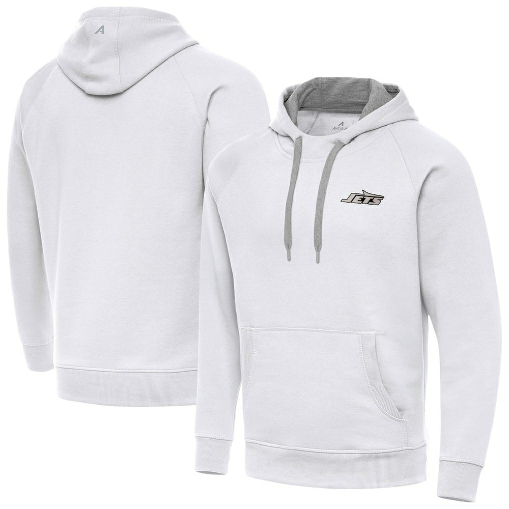New York Jets Antigua Brushed Carbon Victory Pullover Hoodie - White on sale
