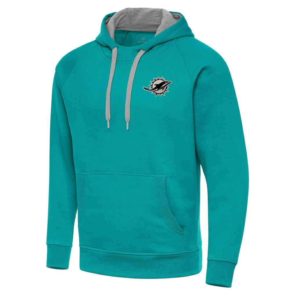 Miami Dolphins Antigua Brushed Carbon Victory Pullover Hoodie - Aqua online