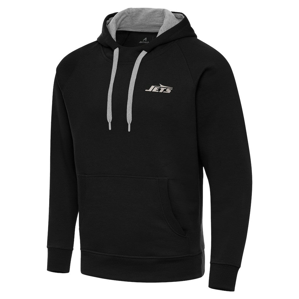 New York Jets Antigua Brushed Carbon Victory Pullover Hoodie - Black cheap