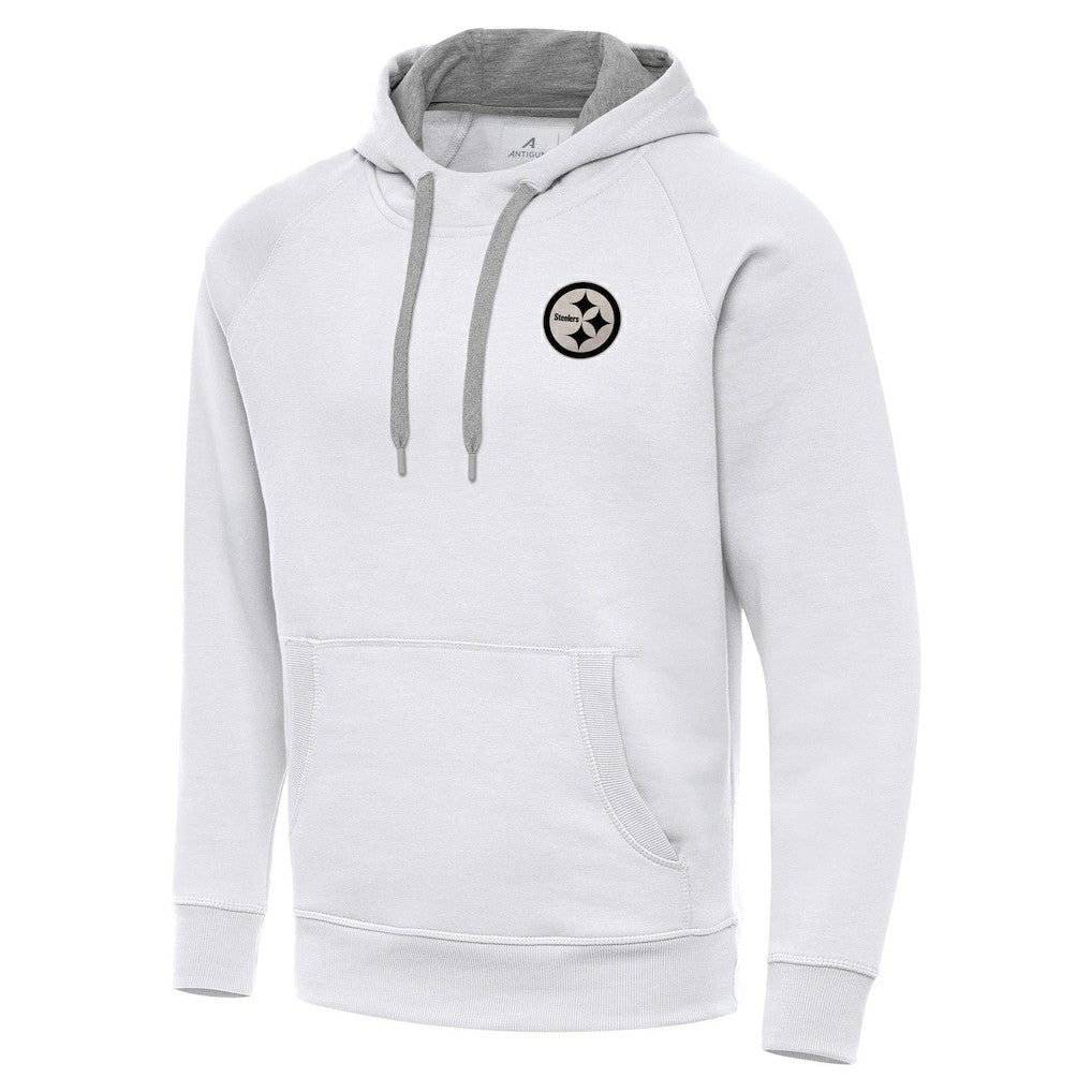 Pittsburgh Steelers Antigua Brushed Carbon Victory Pullover Hoodie - White on sale