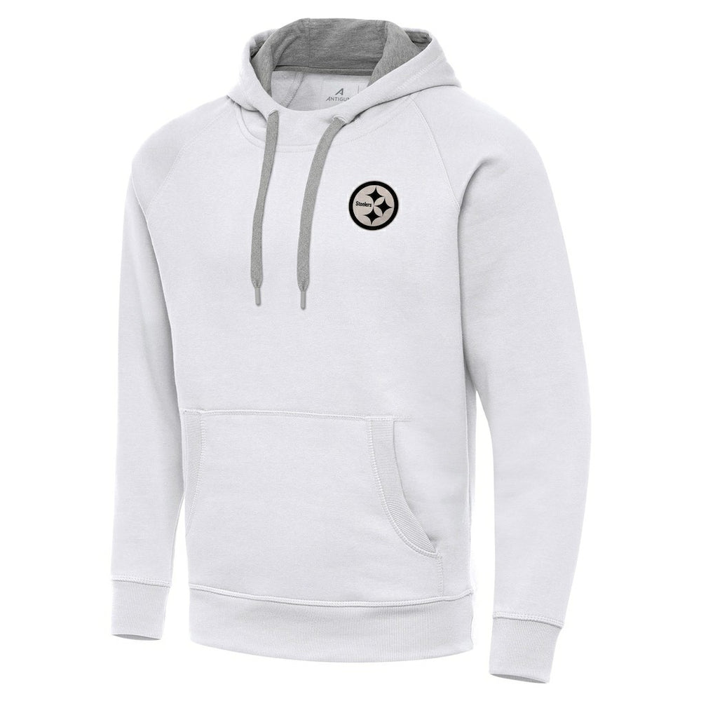 Pittsburgh Steelers Antigua Brushed Carbon Victory Pullover Hoodie - White on sale