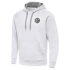 Pittsburgh Steelers Antigua Brushed Carbon Victory Pullover Hoodie - White on sale