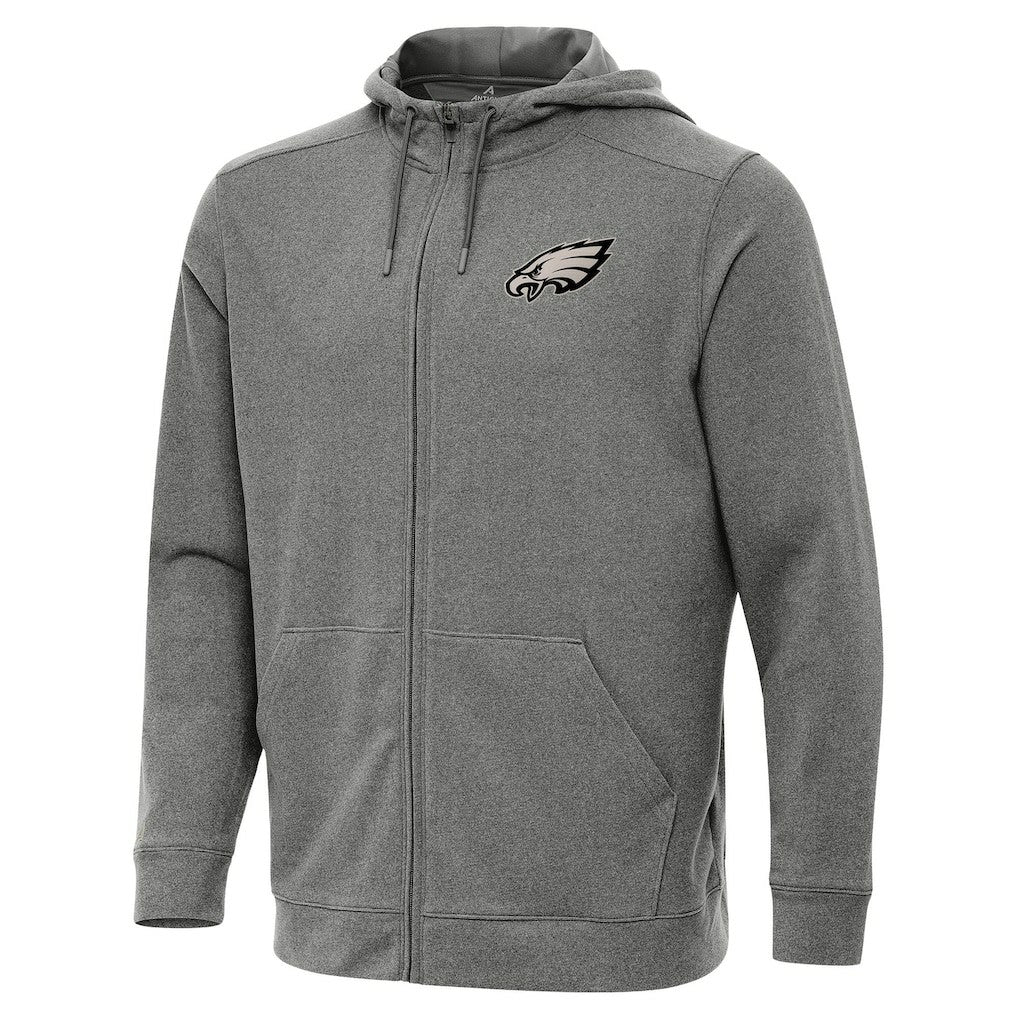 Philadelphia Eagles Antigua Effortless Full-Zip Hoodie Jacket - Heather Black outlet