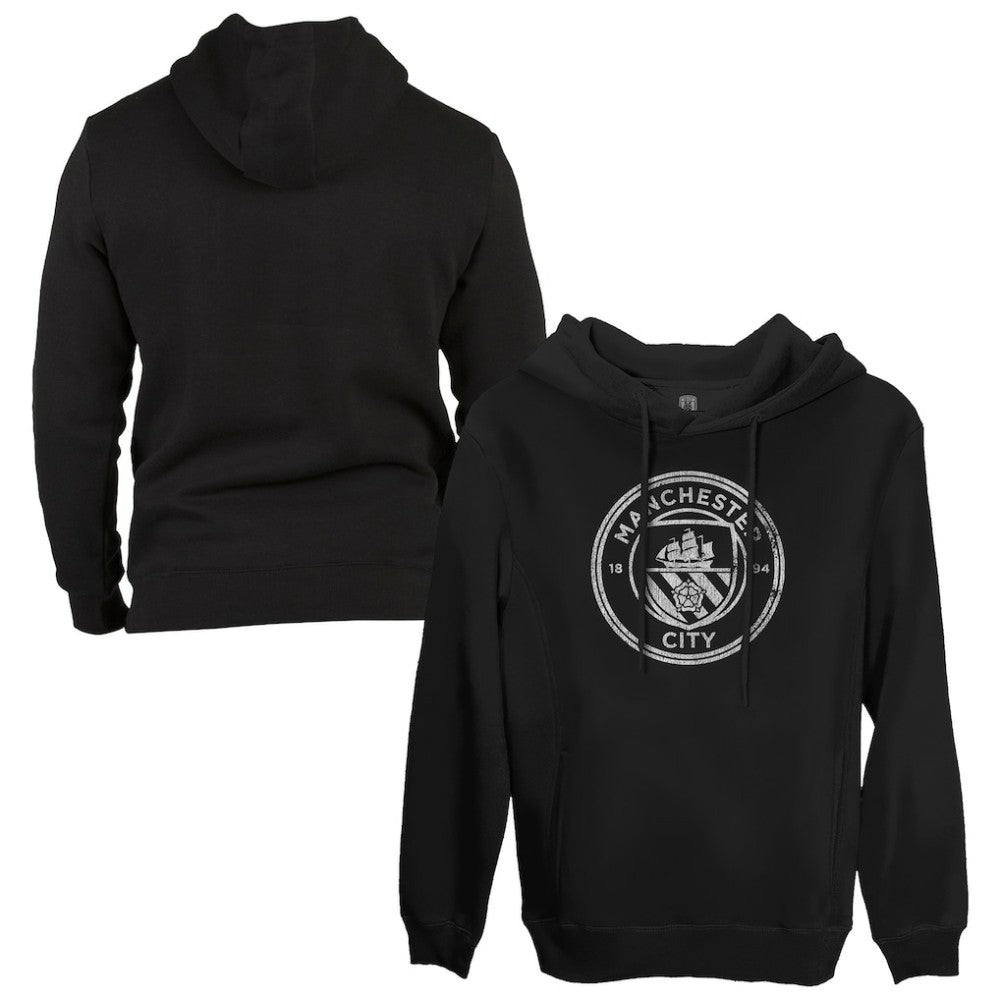 Manchester City 1863FC Monochrome Badge Fleece Pullover Hoodie - Black discount