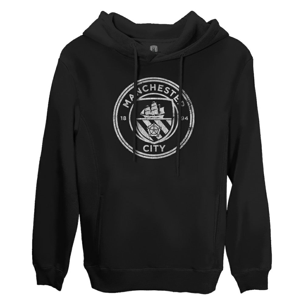 Manchester City 1863FC Monochrome Badge Fleece Pullover Hoodie - Black discount