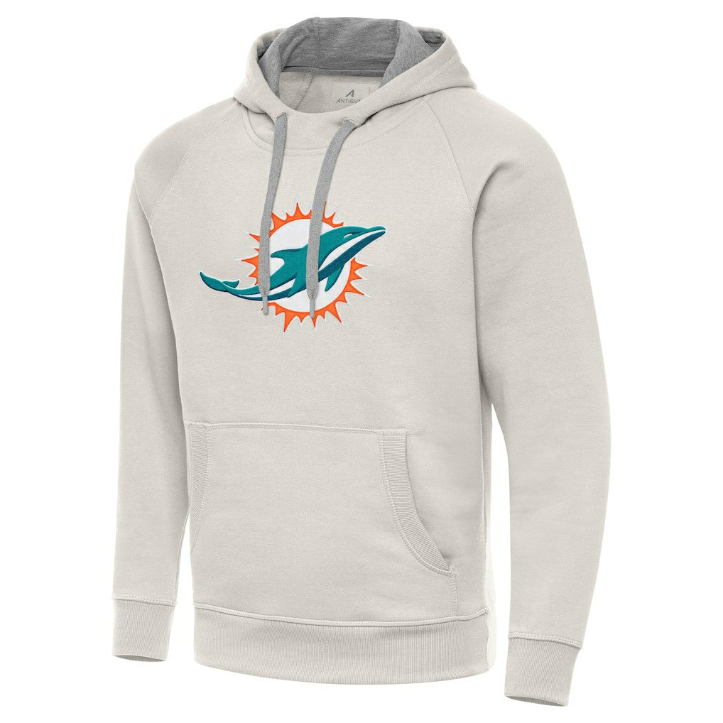 Miami Dolphins Antigua Victory Raglan Pullover Hoodie - Cream cheap