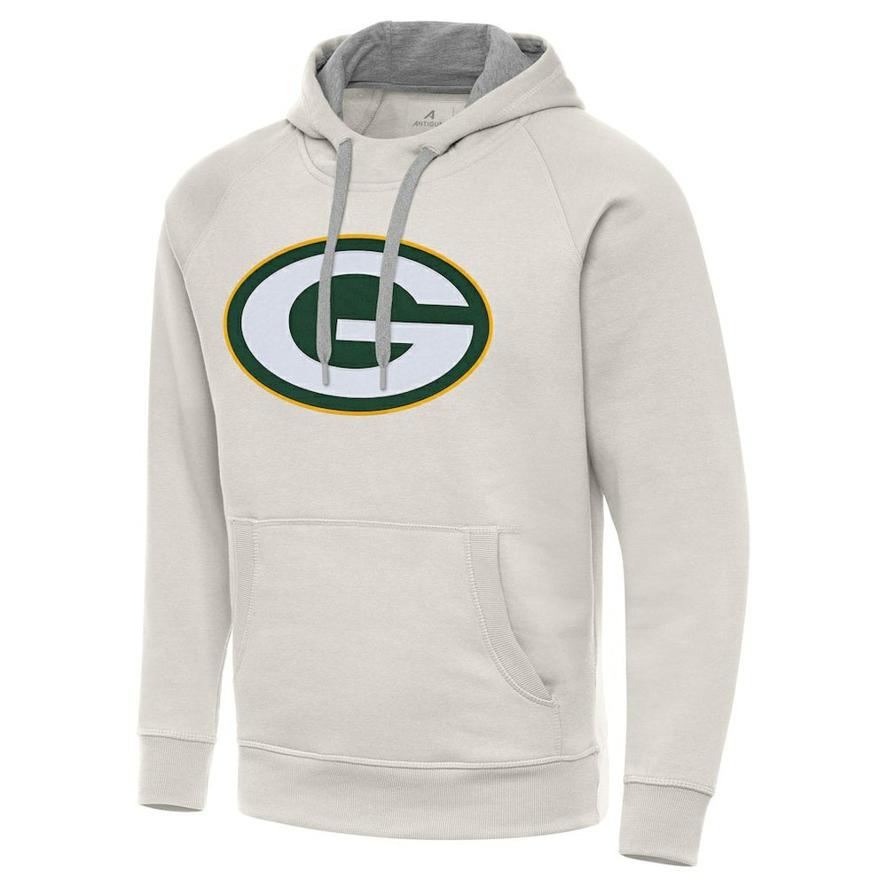 Green Bay Packers Antigua Victory Raglan Pullover Hoodie - Cream for sale
