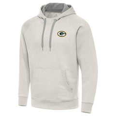 Green Bay Packers Antigua Victory Raglan Pullover Hoodie - Cream on sale