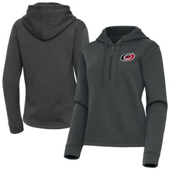 Carolina Hurricanes Antigua Women's Contemporary Quarter-Zip Hoodie - Pewter Hoodies