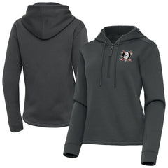 Anaheim Ducks Antigua Women's Contemporary Quarter-Zip Hoodie - Pewter Hoodies