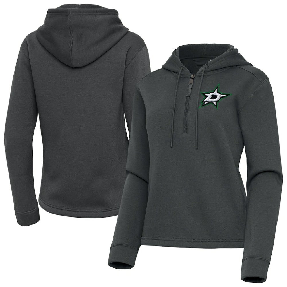 Dallas Stars Antigua Women's Contemporary Quarter-Zip Hoodie - Pewter Hoodies