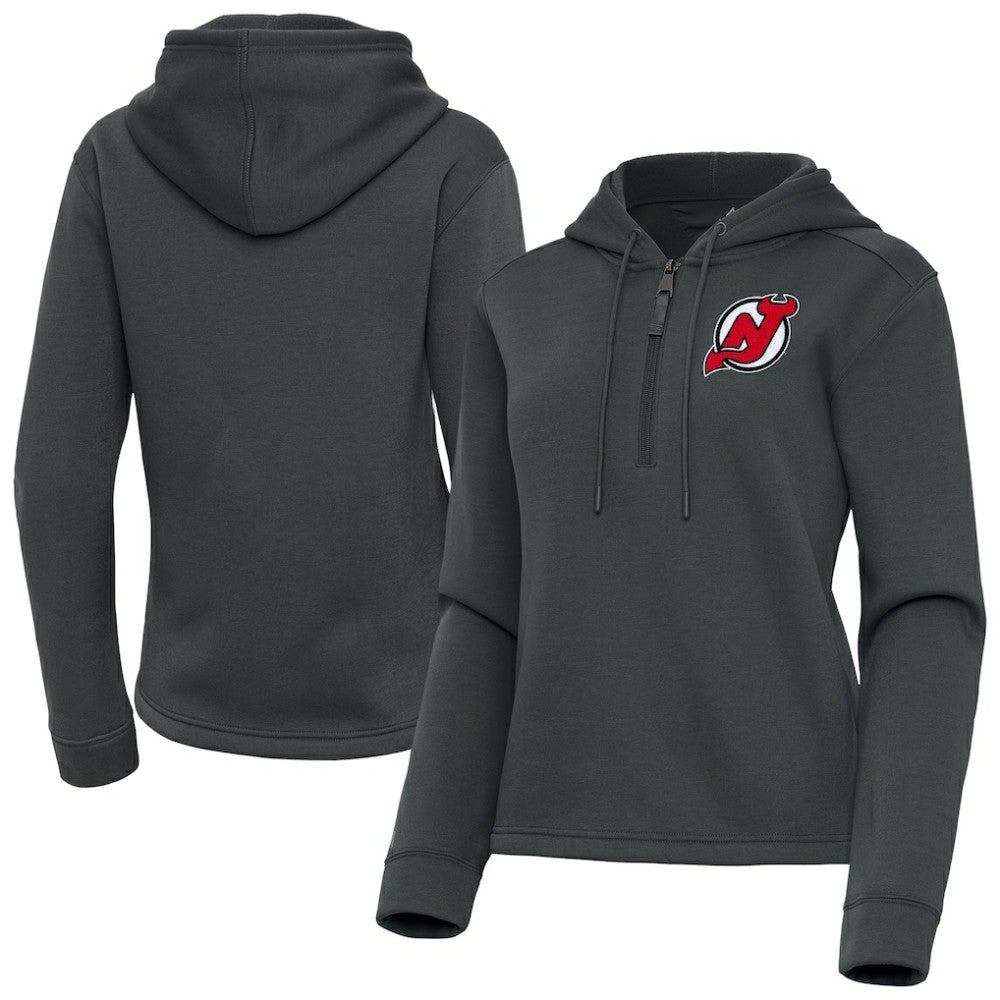 New Jersey Devils Antigua Women's Contemporary Quarter-Zip Hoodie - Pewter Jerseys