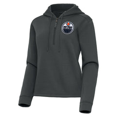 Edmonton Oilers Antigua Women's Contemporary Quarter-Zip Hoodie - Pewter Hoodies