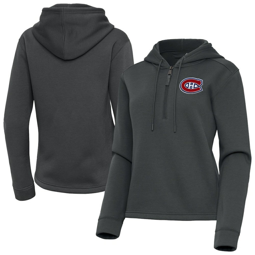 Montreal Canadiens Antigua Women's Contemporary Quarter-Zip Hoodie - Pewter Hoodies