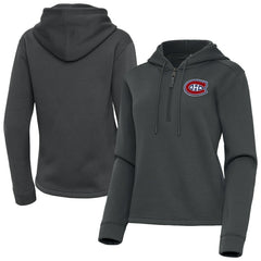 Montreal Canadiens Antigua Women's Contemporary Quarter-Zip Hoodie - Pewter Hoodies