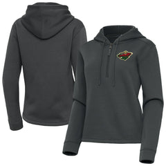Minnesota Wild Antigua Women's Contemporary Quarter-Zip Hoodie - Pewter Hoodies