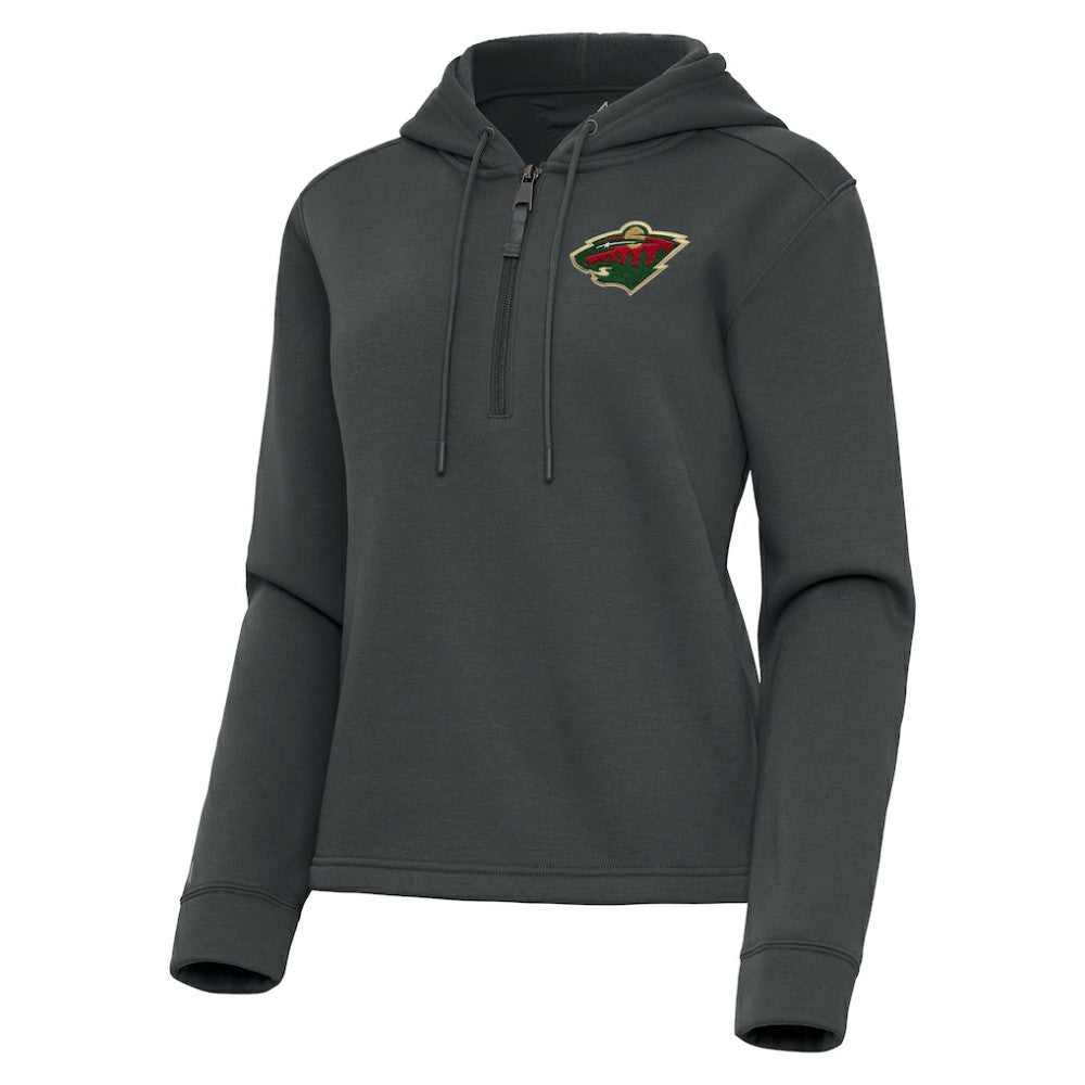 Minnesota Wild Antigua Women's Contemporary Quarter-Zip Hoodie - Pewter Hoodies