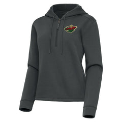 Minnesota Wild Antigua Women's Contemporary Quarter-Zip Hoodie - Pewter Hoodies