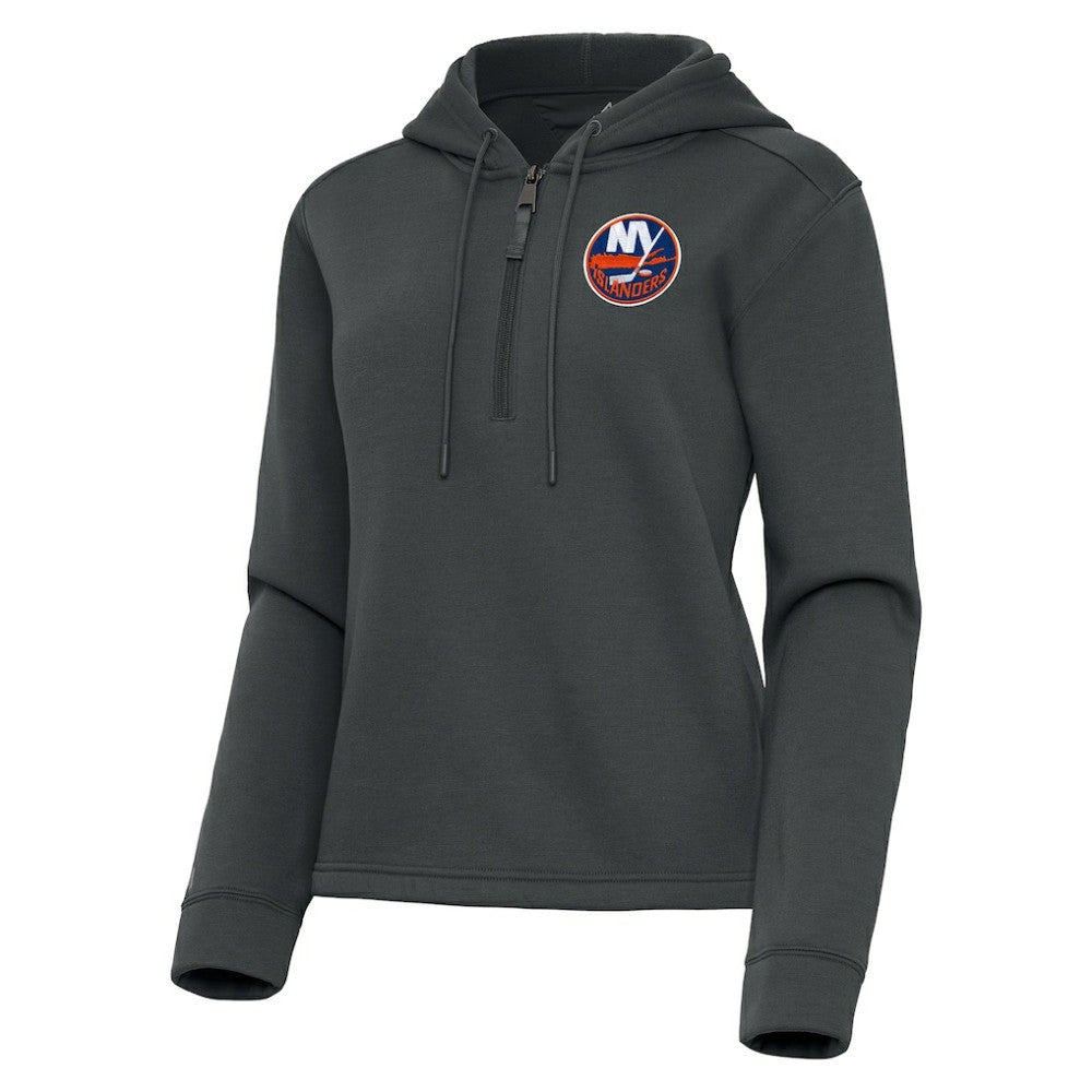 New York Islanders Antigua Women's Contemporary Quarter-Zip Hoodie - Pewter Hoodies