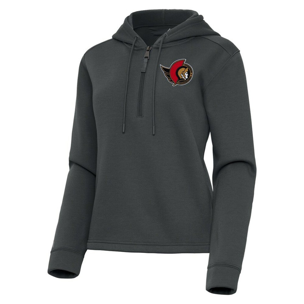 Ottawa Senators Antigua Women's Contemporary Quarter-Zip Hoodie - Pewter Hoodies