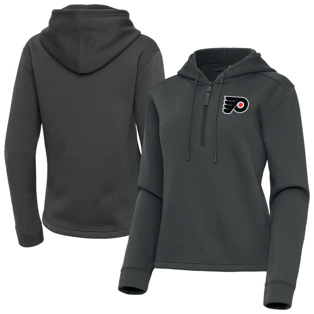 Philadelphia Flyers Antigua Women's Contemporary Quarter-Zip Hoodie - Pewter Hoodies