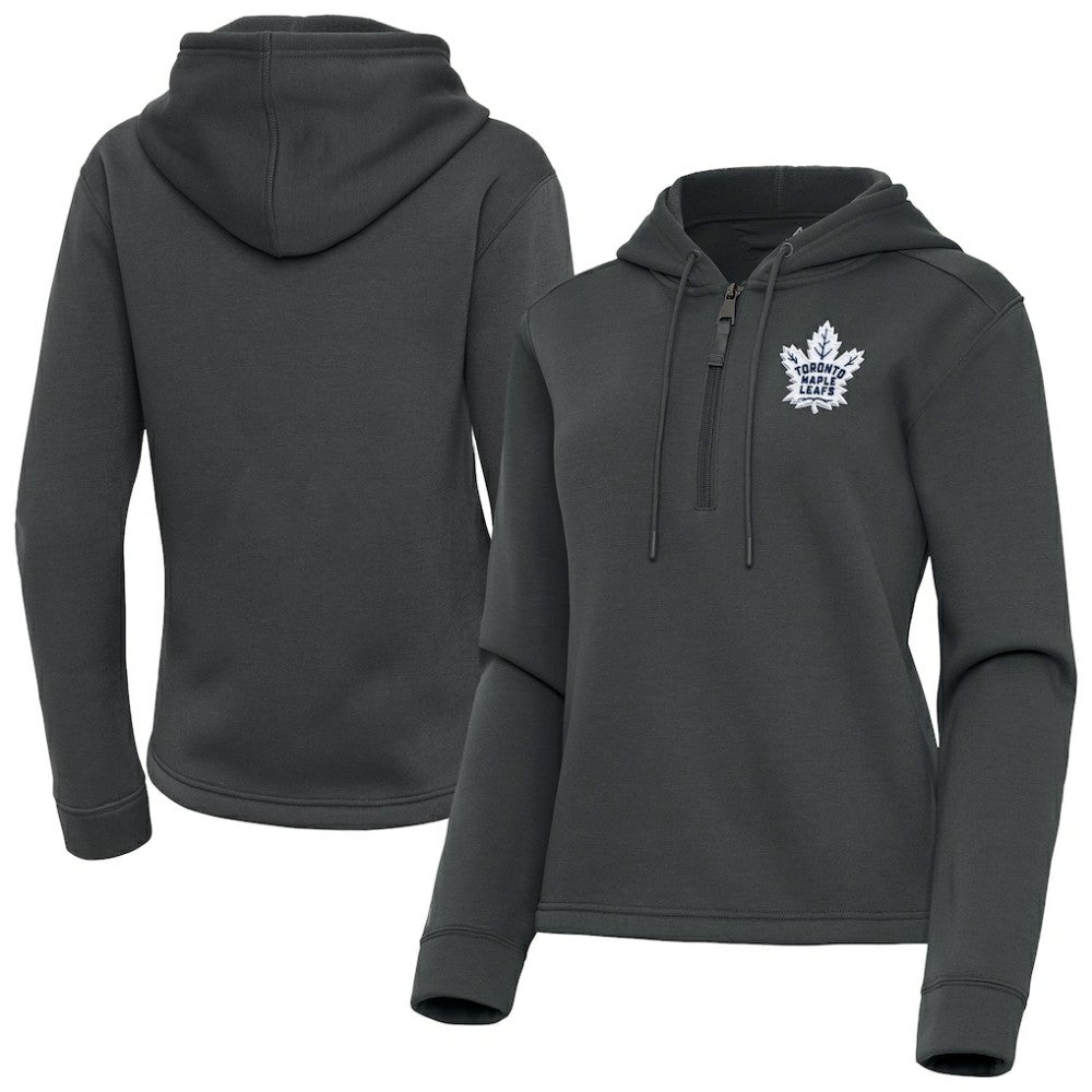 Toronto Maple Leafs Antigua Women's Contemporary Quarter-Zip Hoodie - Pewter Hoodies