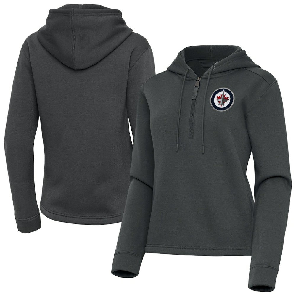 Winnipeg Jets Antigua Women's Contemporary Quarter-Zip Hoodie - Pewter Hoodies