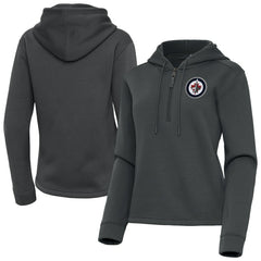 Winnipeg Jets Antigua Women's Contemporary Quarter-Zip Hoodie - Pewter Hoodies