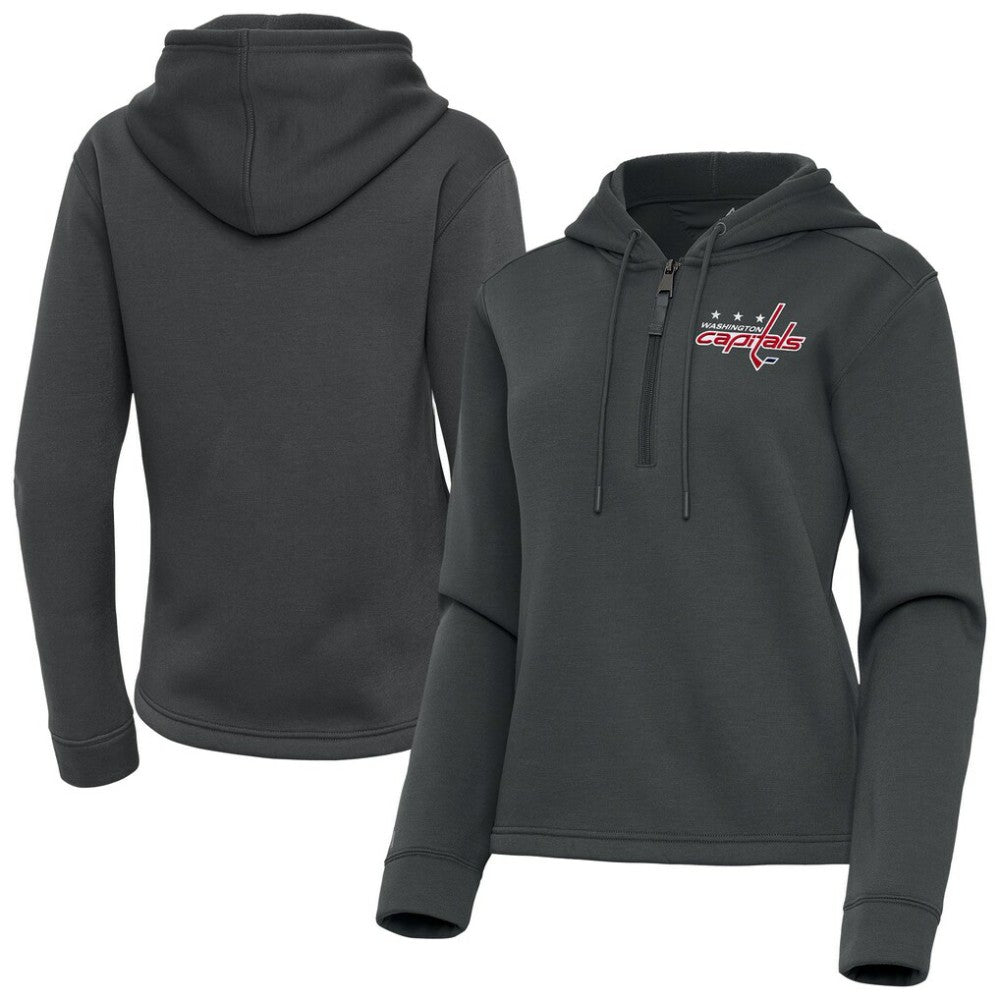 Washington Capitals Antigua Women's Contemporary Quarter-Zip Hoodie - Pewter Hoodies