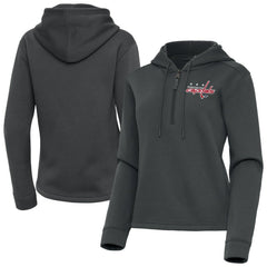 Washington Capitals Antigua Women's Contemporary Quarter-Zip Hoodie - Pewter Hoodies