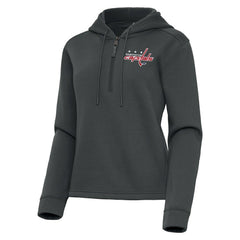 Washington Capitals Antigua Women's Contemporary Quarter-Zip Hoodie - Pewter Hoodies