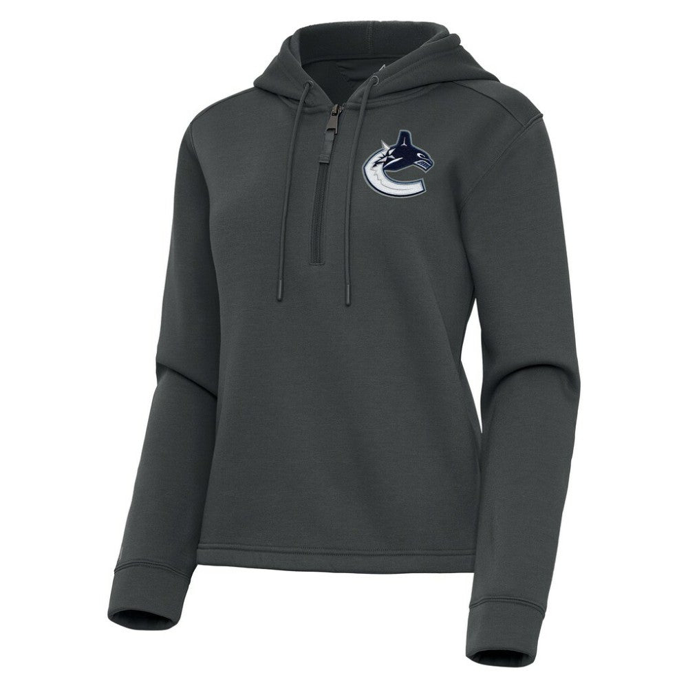 Vancouver Canucks Antigua Women's Contemporary Quarter-Zip Hoodie - Pewter Hoodies