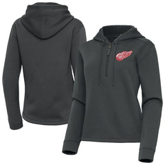Detroit Red Wings Antigua Women's Contemporary Quarter-Zip Hoodie - Pewter Hoodies