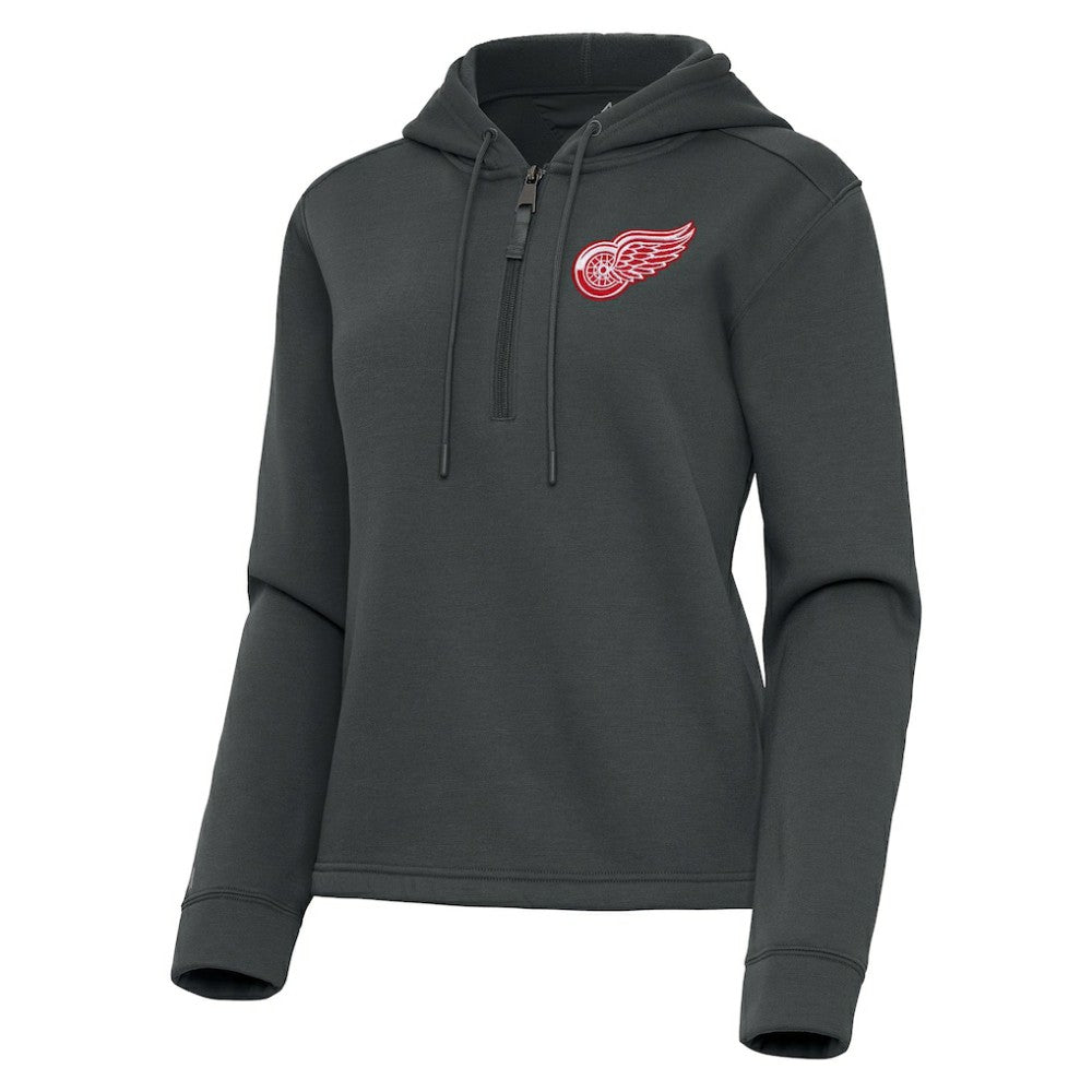Detroit Red Wings Antigua Women's Contemporary Quarter-Zip Hoodie - Pewter Hoodies