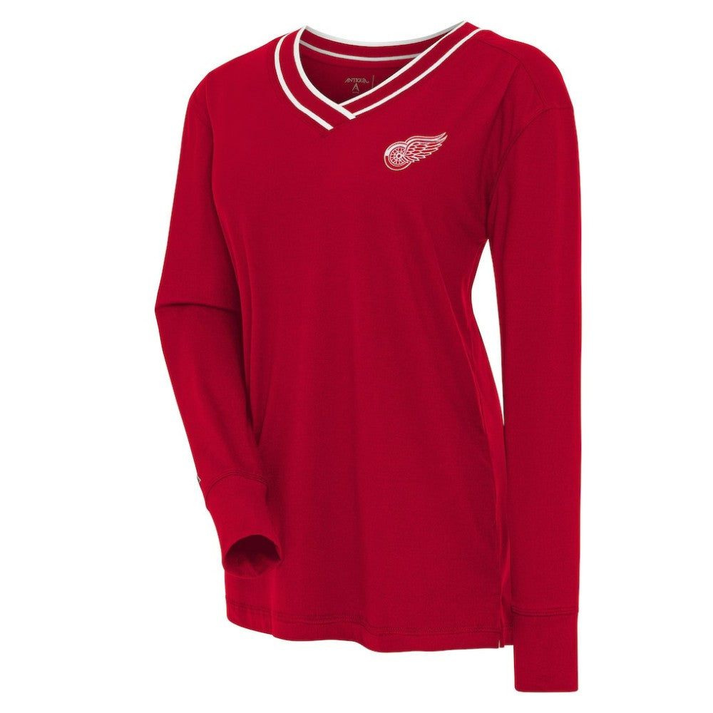 Detroit Red Wings Antigua Women's Symbolic V-Neck Long Sleeve T-Shirt - Red T-shirts