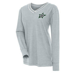 Dallas Stars Antigua Women's Symbolic V-Neck Long Sleeve T-Shirt - Heather Gray T-shirts