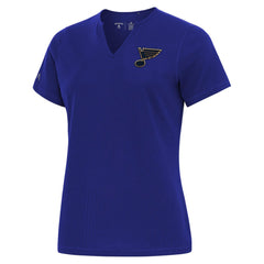 St. Louis Blues Antigua Traveler Rib V-Neck T-Shirt - Blue T-shirts
