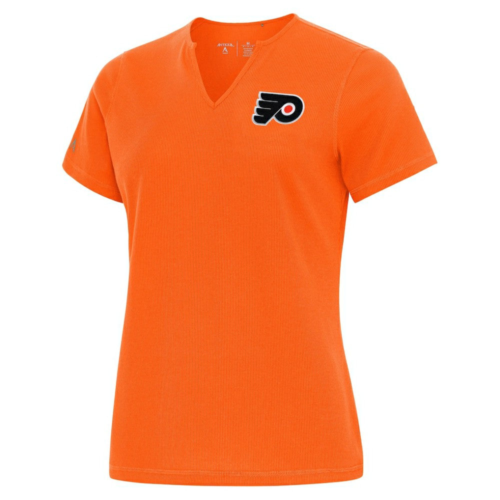 Philadelphia Flyers Antigua Traveler Rib V-Neck T-Shirt - Orange T-shirts