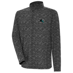 Men's San Jose Sharks Antigua Determined Quarter-Zip Sweatshirt - Heather Black Sweatshirts
