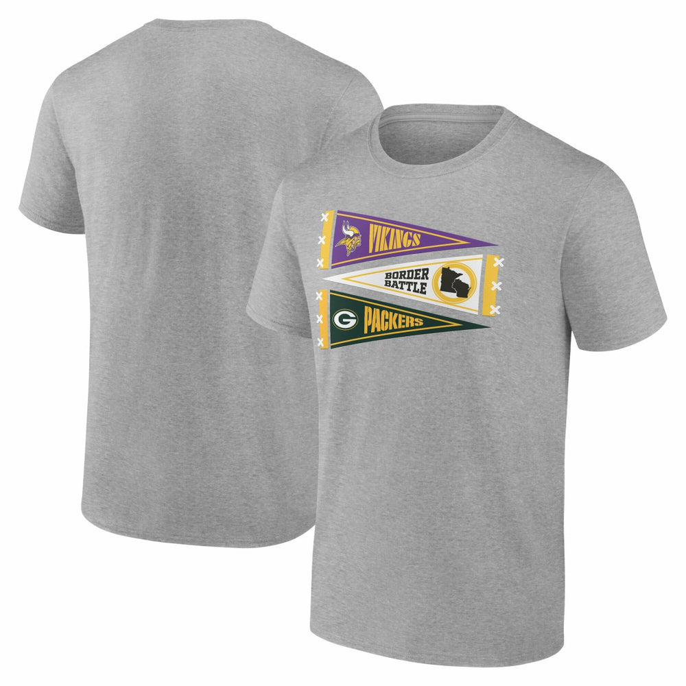 Minnesota Vikings vs. Green Bay Packers Border Battle Pennant T-Shirt - Heather Gray online