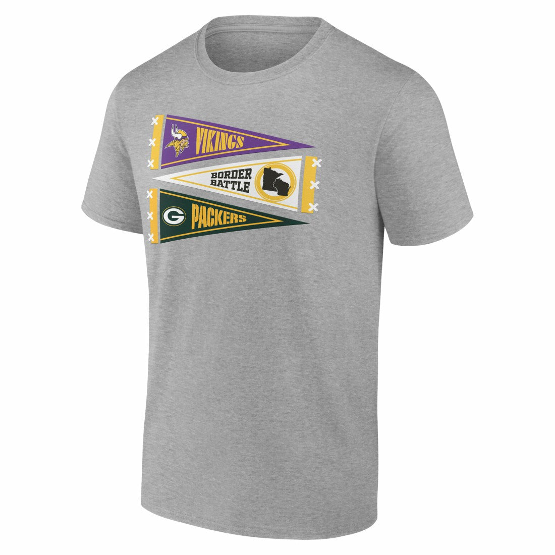 Minnesota Vikings vs. Green Bay Packers Border Battle Pennant T-Shirt - Heather Gray online