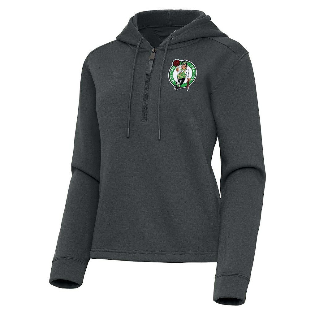 Boston Celtics Antigua Women's Contemporary Quarter-Zip Hoodie - Pewter on sale