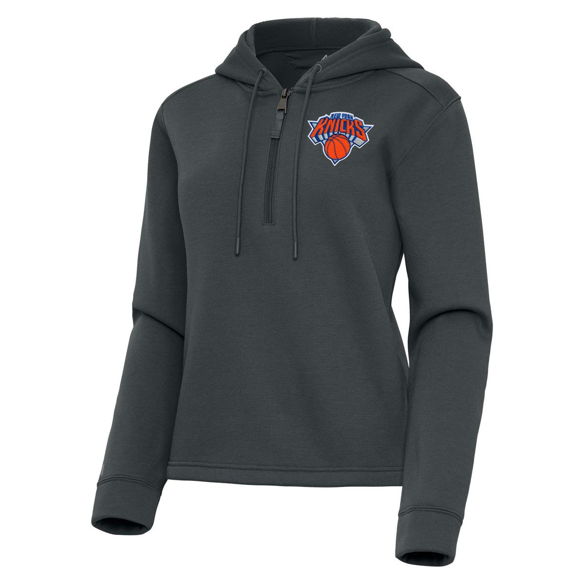 New York Knicks Antigua Women's Contemporary Quarter-Zip Hoodie - Pewter outlet