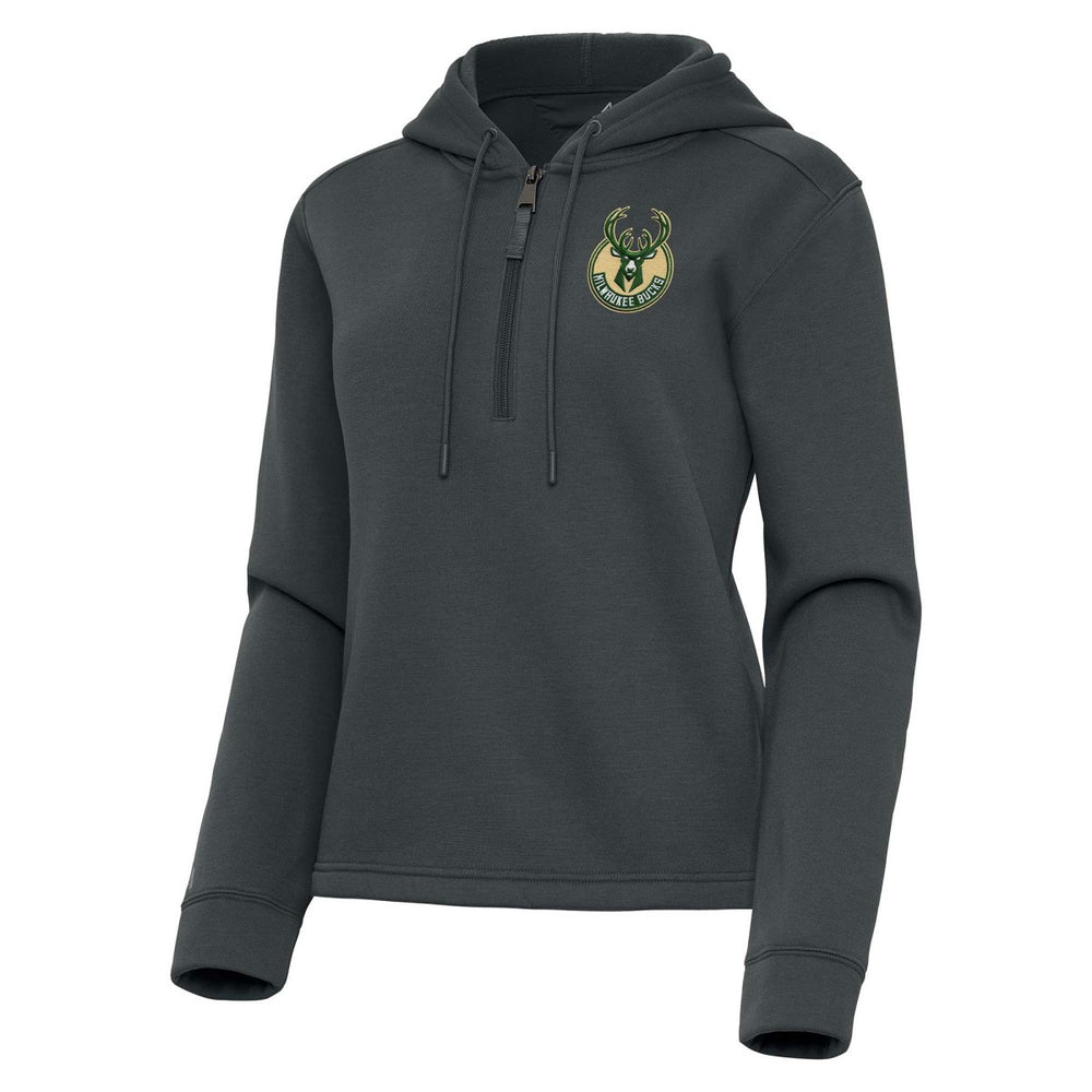 Milwaukee Bucks Antigua Women's Contemporary Quarter-Zip Hoodie - Pewter sale
